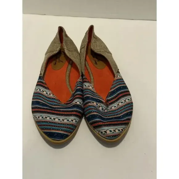 Randa Shoes Womens Size 10 Multicolor Aztec Canvas Flats Slip On Comfort Loafer - Picture 5 of 8